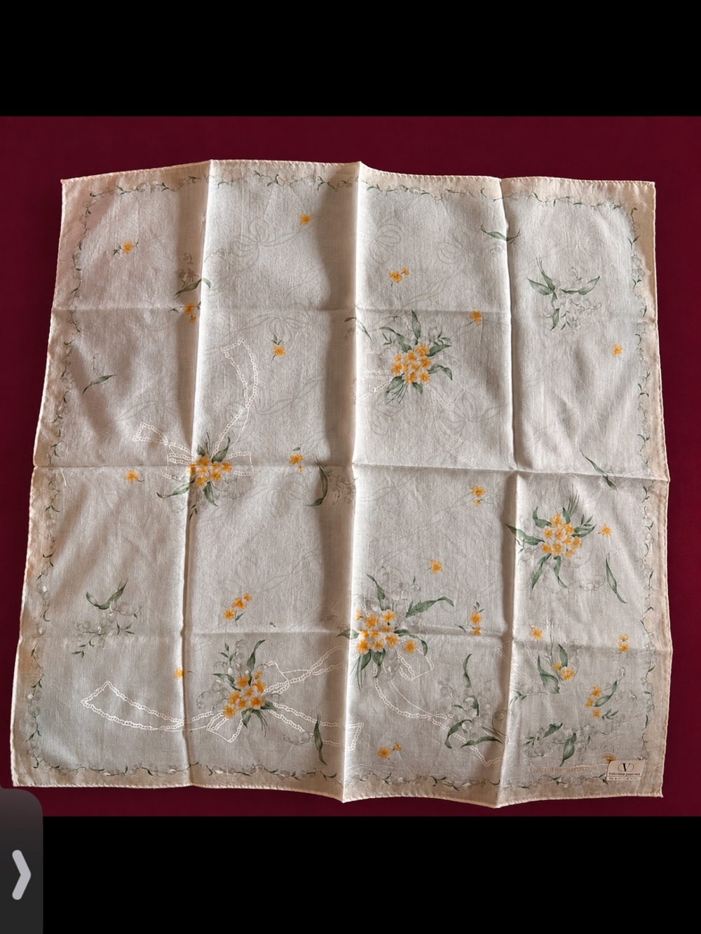 Valentino Garavani Cream Floral Cotton Scarf / Handkerchief - Picture 2 of 6